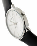 Calvin Klein Posh Silver Dial Black Leather Strap Watch for Men - K8Q311C6