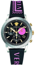 Versace Sport Tech Chronograph Black Dial Black Rubber Strap Watch for Women - VELT00619