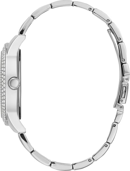 Guess Bedazzle Diamonds Silver Dial Silver Steel Strap Watch For Women - W1097L1