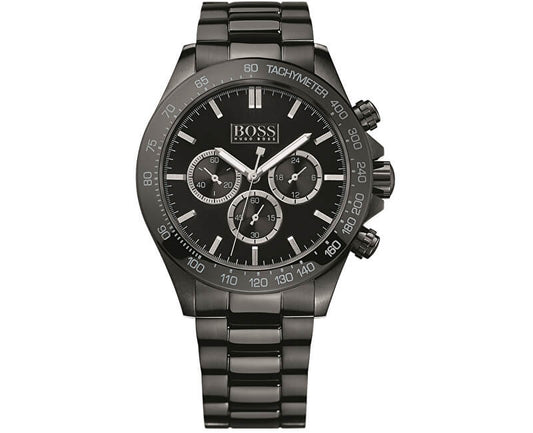 Hugo Boss Ikon Chronograph Black Dial Black Steel Strap Watch for Men - 1512961