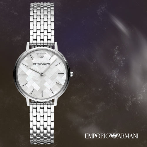 Emporio Armani Mother of Pearl Dial Silver Steel Strap Watch For Women - AR11112