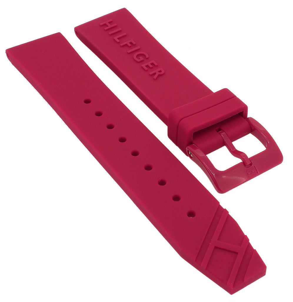 Tommy Hilfiger Denim Quartz Red Dial Red Rubber Strap Watch for Men - 1791480