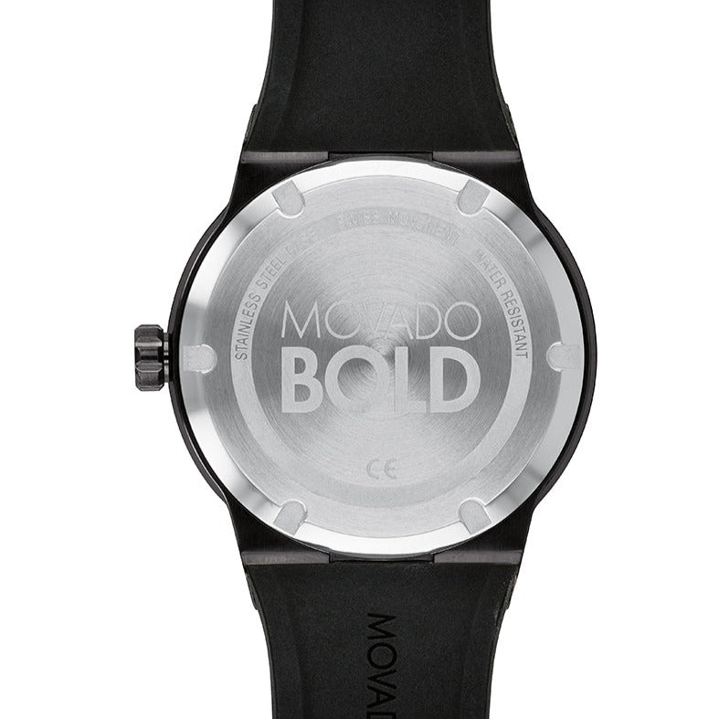 Movado Bold Fusion Black Dial Black Rubber Strap Watch for Men - 3600621