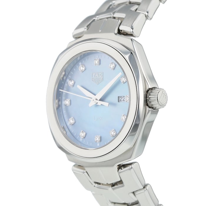 Tag Heuer Link Quartz Diamonds Blue Mother of Pearl Dial Silver Steel Strap Watch for Women - WBC1313.BA0600