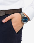 Hugo Boss Aeroliner Blue Dial Silver Steel Strap Watch for Men - 1513183