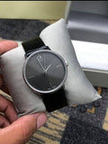 Calvin Klein Accent Black Dial Black Leather Strap Watch for Women  - K2Y2Y1C3