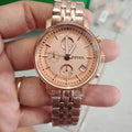 Fossil Boyfriend Chronograph Rose Gold Dial Rose Gold Steel Strap Watch for Women - ES3380