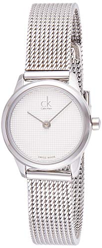 Calvin Klein Minimal White Dial Silver Mesh Bracelet Watch for Women - K3M2312Y
