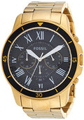 Fossil Inscription Automatic Black Dial Gold Steel Strap Watch for Men - FS5267