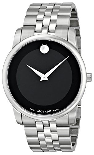 Movado Museum Classic Black Dial Silver Steel Strap Watch For Men - 606504