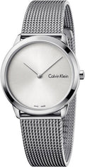 Calvin Klein Minimal SIlver Dial Silver Mesh Bracelet Watch for Women - K3M221Y6