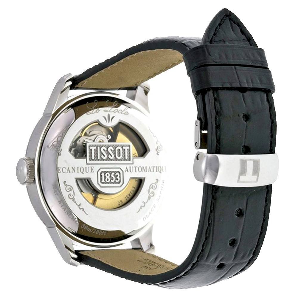 Tissot T Classic Le Locle Silver Dial Black Leather Strap Watch For Men - T41.1.423.33