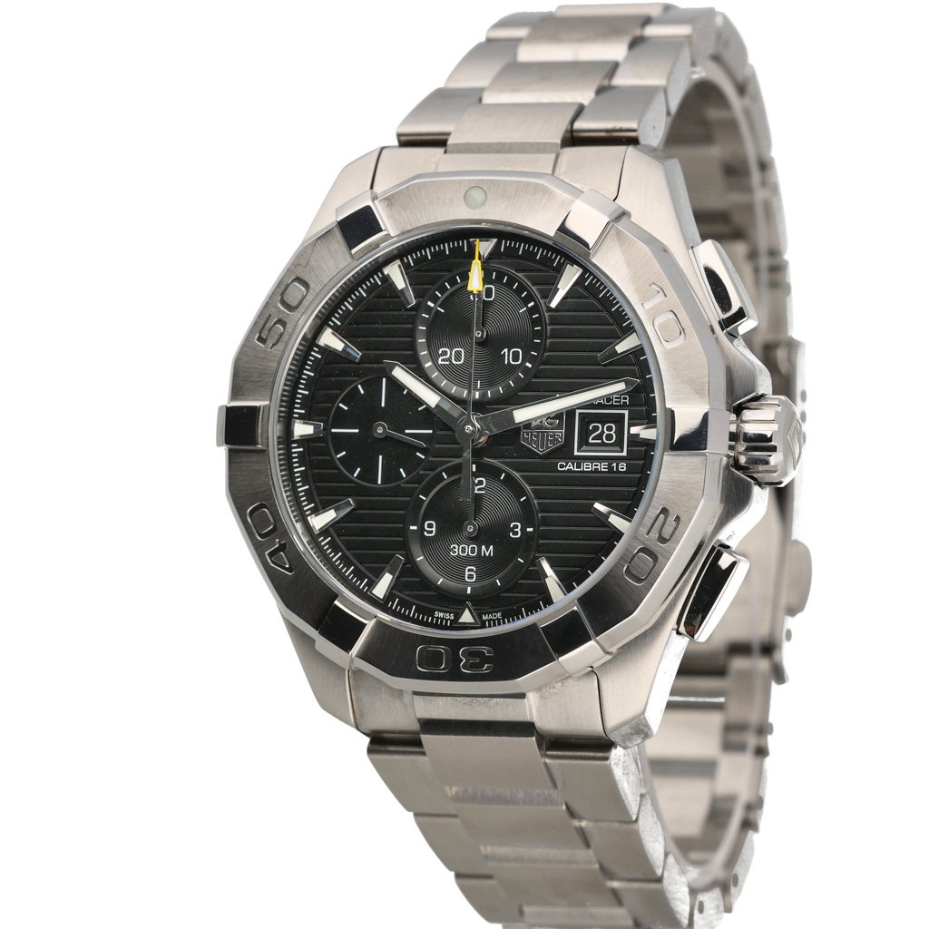 Tag Heuer Aquaracer Automatic Chronograph Black Dial Silver Steel Strap Watch for Men - CAY2110.BA0927
