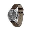 Hugo Boss Grand Prix Grey Dial Brown Leather Strap Watch for Men -  1513476