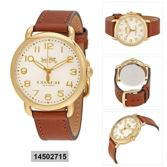 Coach Delancey White Dial Brown Leather Strap Watch for Women - 14502715