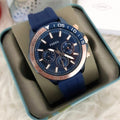 Fossil Bannon Multifunction Blue Dial Blue Silicone Strap Watch for Men - BQ2498