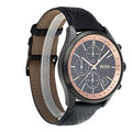 Hugo Boss Grand Prix Chronograph Black Dial Black Leather Strap Watch for Men - 1513550