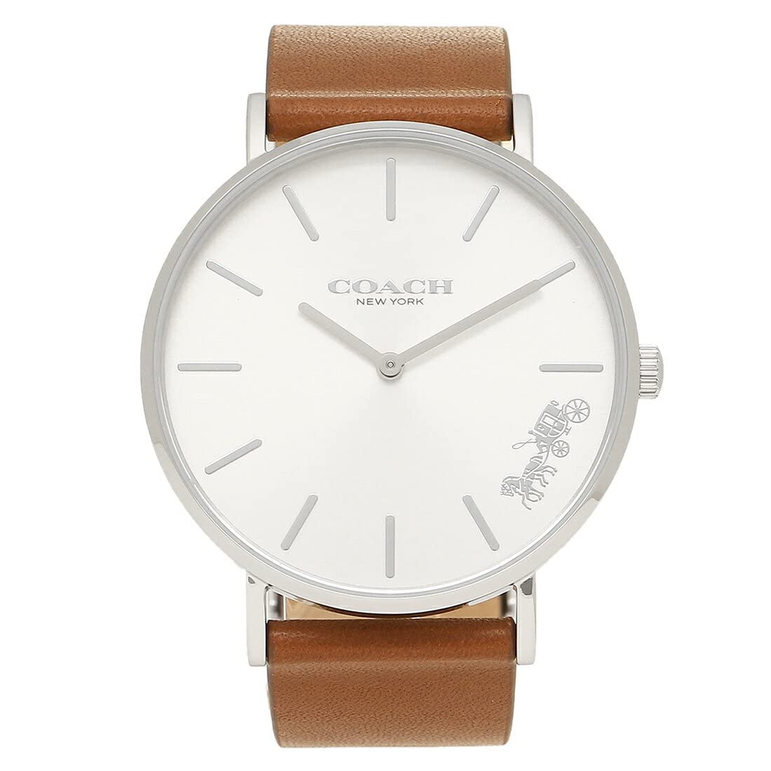 Coach Perry Silver Dial Brown Leather Strap Watch for Women - 14503120