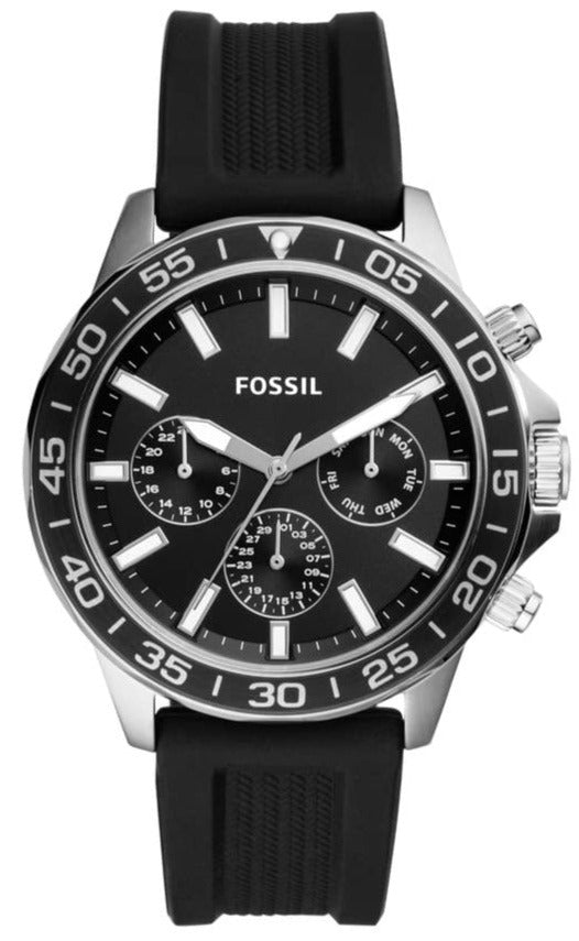 Fossil Bannon Multifunction Black Dial Black Silicone Strap Watch for Men - BQ2494