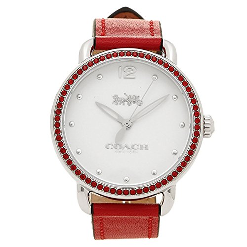 Coach Delancey White Dial Red Leather Strap Watch for Women - 14502878