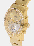 Guess Confetti Diamonds Silver Dial Gold Steel Strap Watch for Women - W0774L5