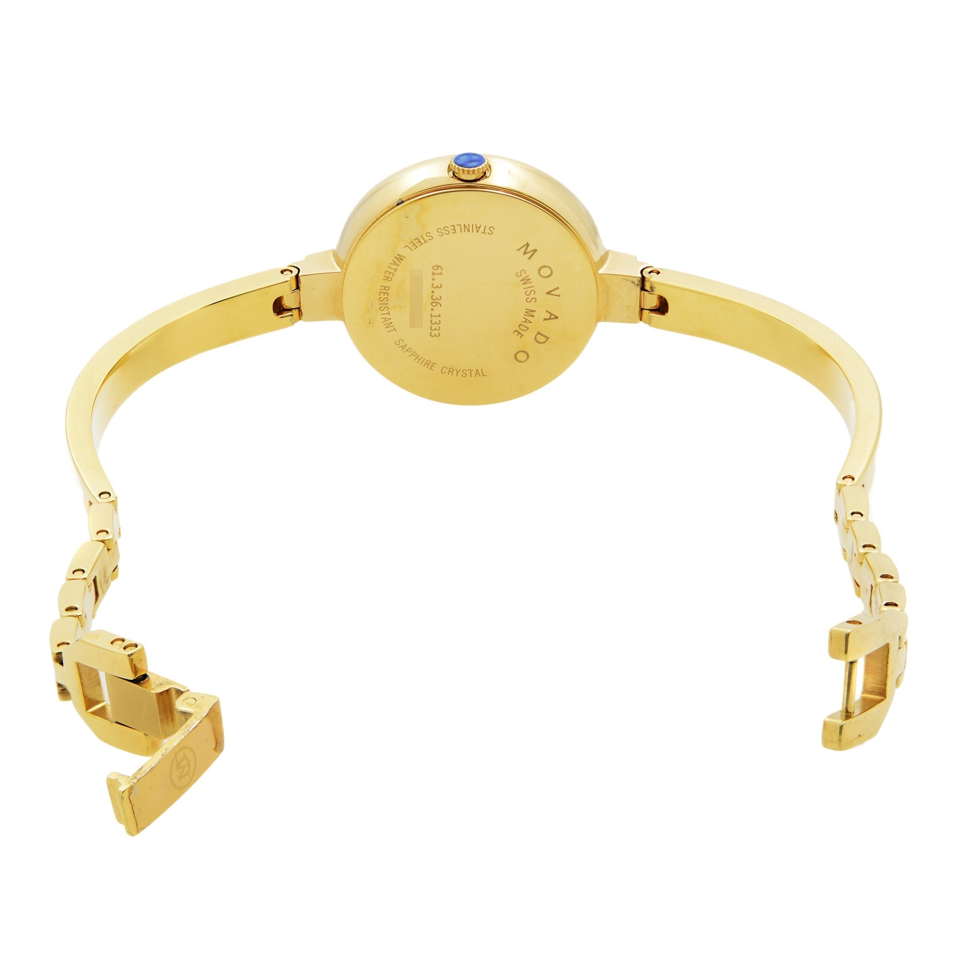 Movado Bela 25mm Black Dial Gold Steel Strap Watch For Women - 0606999