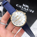 Coach Slim Easton Silver Dial Blue Leather Strap Watch for Women - 14502687