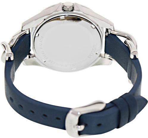 Fossil Riley White Dial Blue Leather Strap Watch for Women - ES3464
