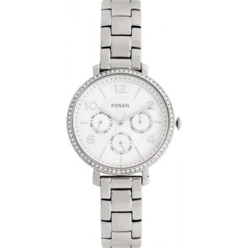 Fossil Jacqueline Multi-Function Mother of Pearl Dial Silver Steel Strap Watch for Women - ES3755