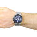 Hugo Boss Supernova Blue Chronograph Dial Silver Steel Strap Watch for Men - 1513360