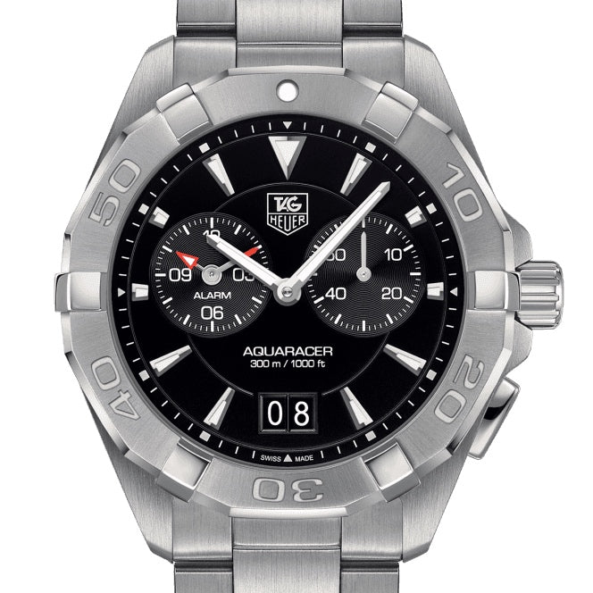 Tag Heuer Aquaracer Quartz Black Dial Silver Steel Strap Watch for Men - WAY111Z.BA0928