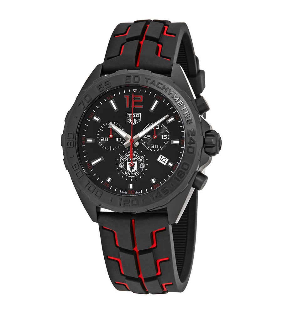 Tag Heuer Formula 1 Manchester United Limited Edition Black Dial Black & Red Rubber Strap Watch for Men - CAZ101J.FT8027