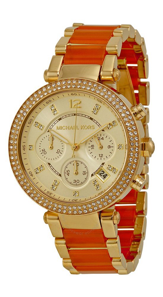 Michael Kors Parker Gold Dial Two Tone Steel Strap Watch for Women - MK6139