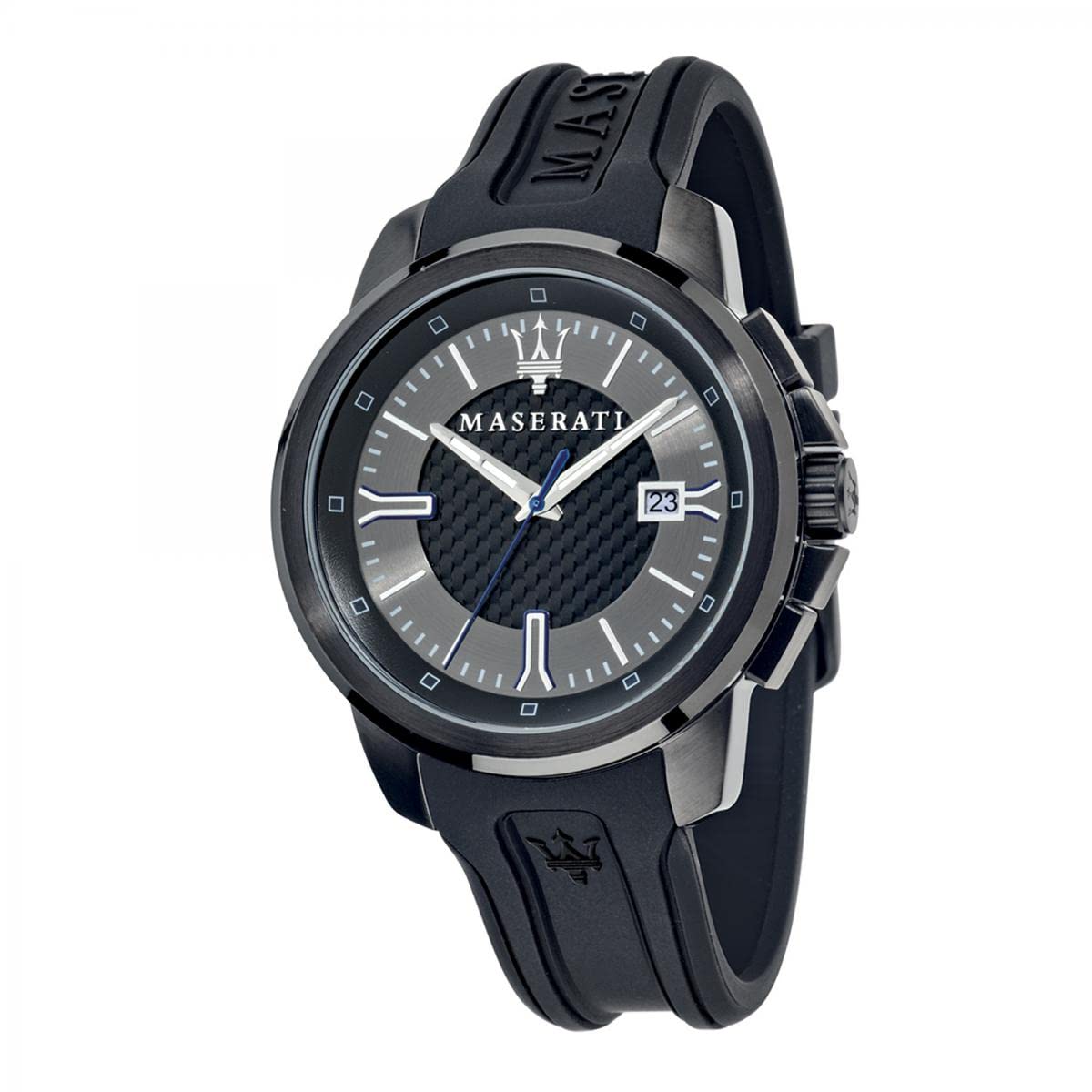 Maserati SFIDA Black Silver Dial Black Rubber Strap Watch For Men - R8851123004