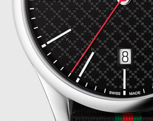 Gucci G Timeless Analog Quartz Black Dial Black NATO Strap Watch For Men - YA126321