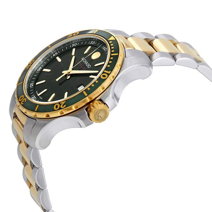 Movado Series 800 Green Dial Two Tone Steel Strap Watch for Men - 2600147