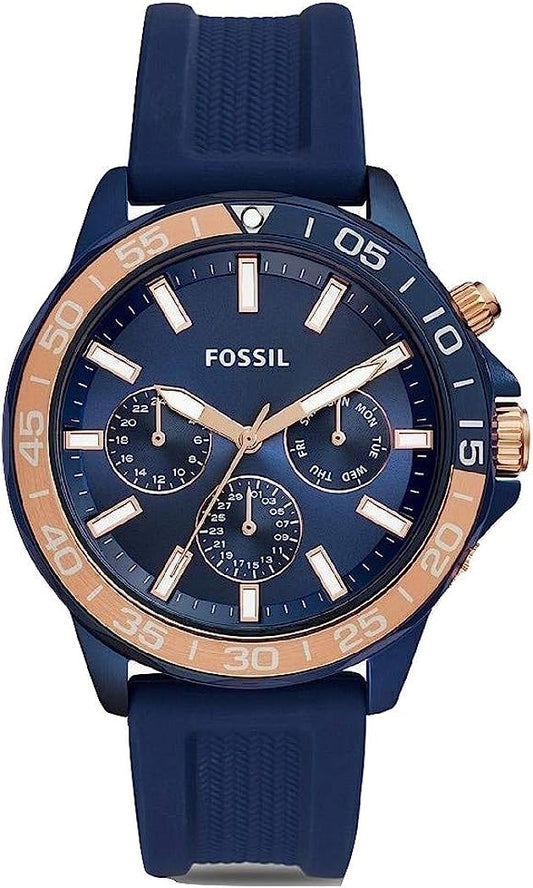 Fossil Bannon Multifunction Blue Dial Blue Silicone Strap Watch for Men - BQ2498