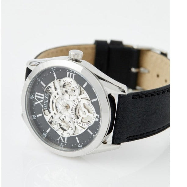 Guess Tailor Multifunction Black Dial Black Leather Strap Watch for Men - GW0389G1