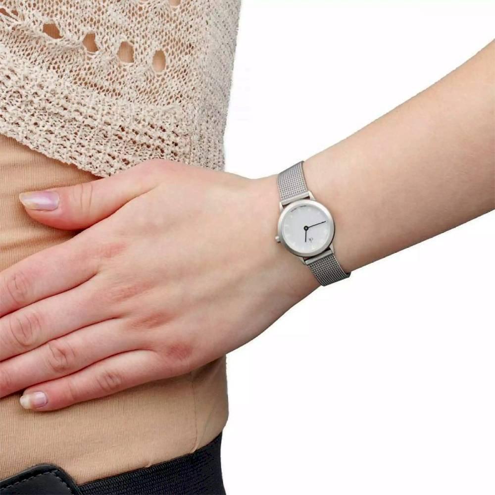 Calvin Klein Minimal White Dial Silver Mesh Bracelet Watch for Women - K3M231Y6