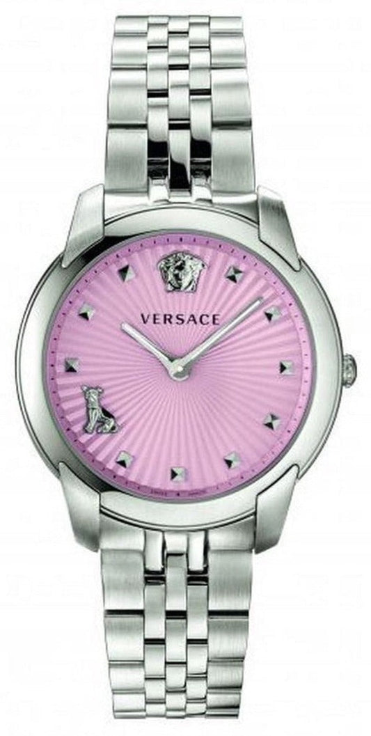 Versace Audrey Quartz Pink Dial Silver Steel Strap Watch for Women - VELR00419