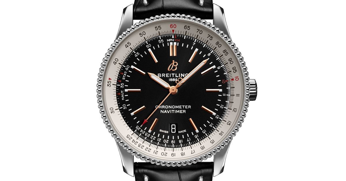 Breitling Navitimer 1 Automatic 41mm Black Dial Black Leather Strap Mens Watch - A17326211B1P1