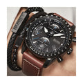 Hugo Boss Pilot Black Dial Brown Leather Strap Watch for Men - 1513851