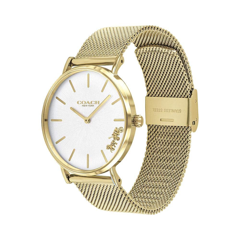 Coach Perry White Dial Gold Mesh Bracelet Watch for Women - 14503125