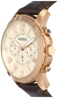 Fossil Grant Chronograph White Dial Brown Leather Strap Watch for Men - FS4991