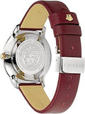 Versace Audrey Quartz Silver Dial Red Leather Strap Watch for Women - VELR00219