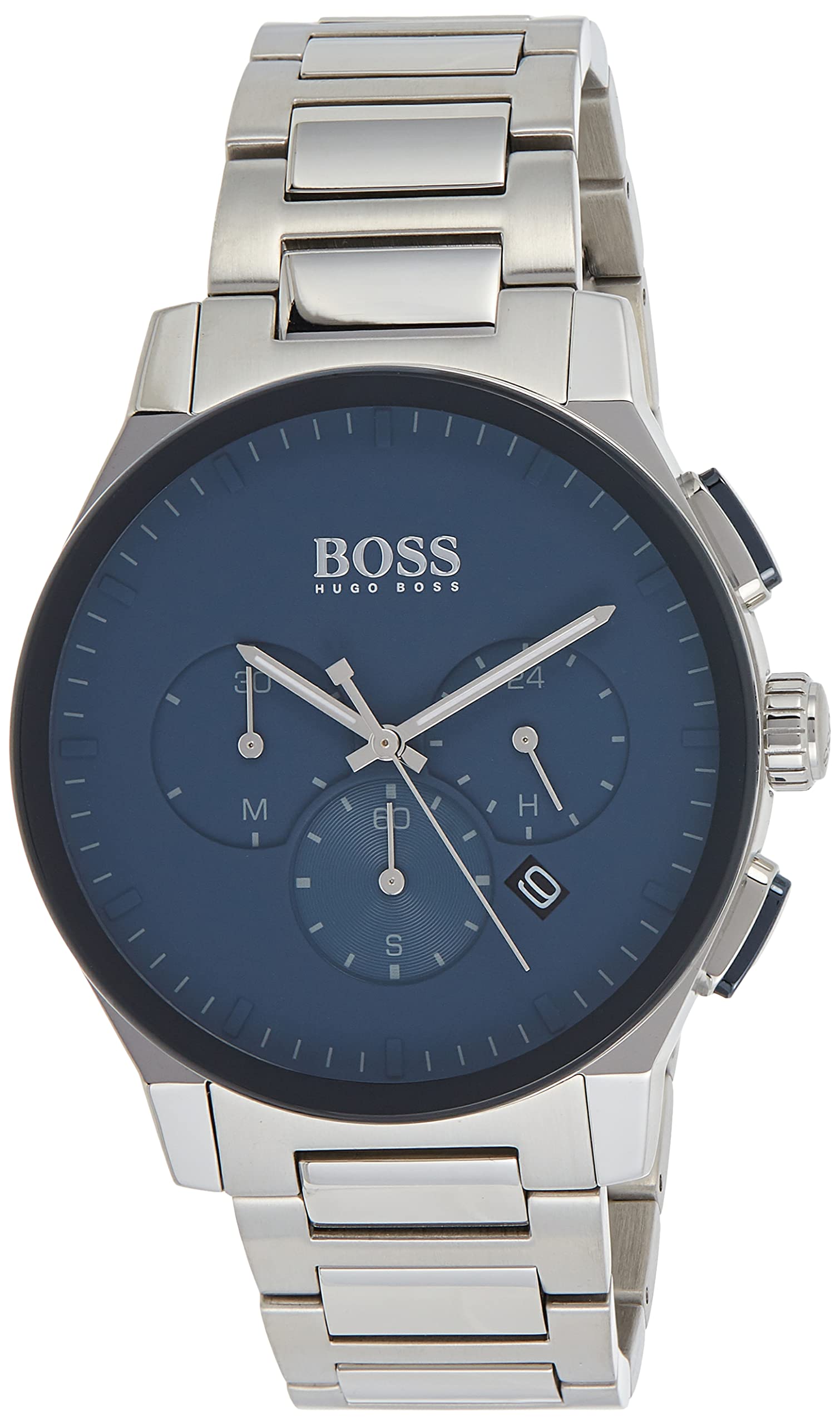 Hugo Boss Peak Chronograph Blue Dial Silver Steel Strap Watch for Men - 1513763