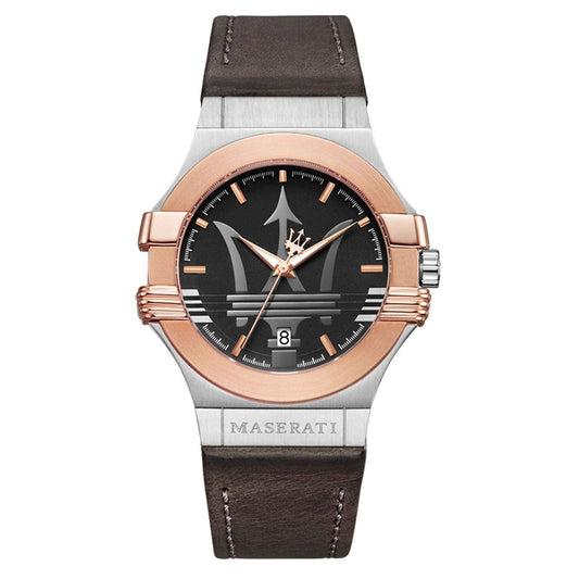 Maserati Potenza Black Dial Brown Leather Strap Watch For Men - R8851108014