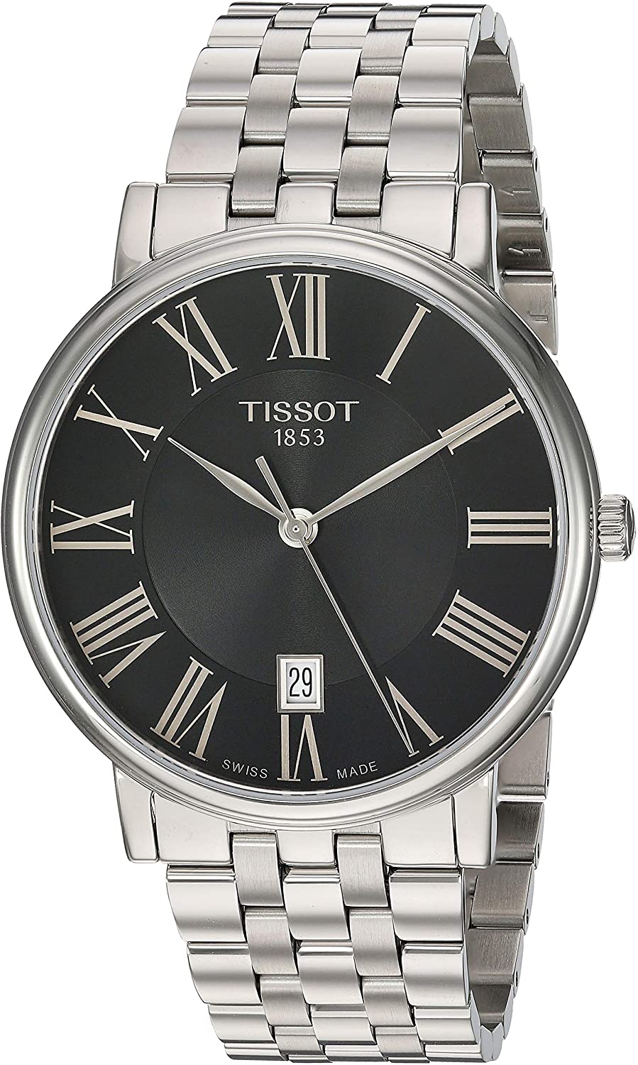 Tissot Carson Premium Black Dial Silver Steel Strap Watch For Men - T122.410.11.053.00