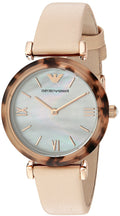 Emporio Armani Mother of Pearl Dial Beige Leather Strap Watch For Women - AR11004
