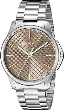 Gucci G Timeless Quartz Brown Dial Silver Steel Strap Watch for Men - YA126317